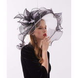Women's Church Hat Organza Fascinator Wedding Tea Party Hat Wide Brim Sun Hat