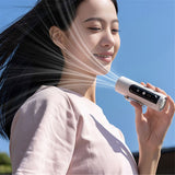 Portable Clip on Fan with 5 Speeds & LED Light, Rechargeable Hands-Free Waist Clip Fan for Shirt, Belt & Desk, Personal Mini Cooling Function Fans for Travel, Office, Outdoor,White