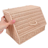 Natural Rattan Bread Basket with Lid for Snack Storage and Party Serving