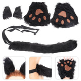 Black Fluffy Costume Accessory Kit for Cosplay Parties and Celebrations, Artificial Wool