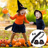 Black Fluffy Costume Accessory Kit for Cosplay Parties and Celebrations, Artificial Wool
