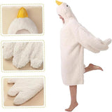 White Goose Onesie Pajamas, Adult Fleece Hooded Blanket Sleepwear, Funny Animal Cosplay Costume for Winter, Party & Halloween