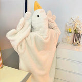 White Goose Onesie Pajamas, Adult Fleece Hooded Blanket Sleepwear, Funny Animal Cosplay Costume for Winter, Party & Halloween