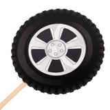 60 pcs Racing Wheel Cake Toppers for Dessert Decorations Car Party Favor Supplies for Racing Theme Birthday Party