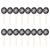 60 pcs Racing Wheel Cake Toppers for Dessert Decorations Car Party Favor Supplies for Racing Theme Birthday Party