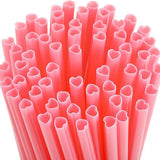 Heart Shaped Straws Pink Cute Straws Individually Wrapped Straws for Valentine's Day Wedding Birthday Party (50Pcs)