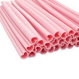 Heart Shaped Straws Pink Cute Straws Individually Wrapped Straws for Valentine's Day Wedding Birthday Party (50Pcs)