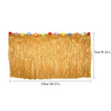 Party Table Skirt Decorations, 9 Feet X 29.5 Inch Gold Hawaiian Themed Grass Table Skirt, Tropical Hawaiian Party Decorations, Hawaiian Summer Beach Themed Party Decor