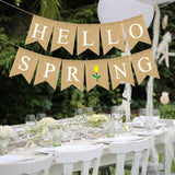 SPRING Letters Bunting Banner Decorative Colorful Linen Burlap Banner Swallowtail Flag Party Supplies