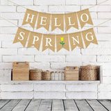 SPRING Letters Bunting Banner Decorative Colorful Linen Burlap Banner Swallowtail Flag Party Supplies
