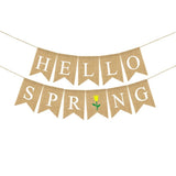 SPRING Letters Bunting Banner Decorative Colorful Linen Burlap Banner Swallowtail Flag Party Supplies