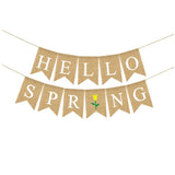 SPRING Letters Bunting Banner Decorative Colorful Linen Burlap Banner Swallowtail Flag Party Supplies