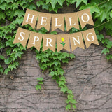 SPRING Letters Bunting Banner Decorative Colorful Linen Burlap Banner Swallowtail Flag Party Supplies