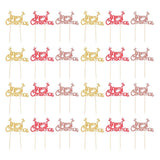 24pcs Christmas Reindeer Antler Cake Topper Paper Dessert Decoration