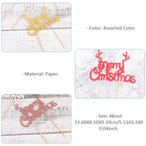 24pcs Christmas Reindeer Antler Cake Topper Paper Dessert Decoration