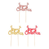 24pcs Christmas Reindeer Antler Cake Topper Paper Dessert Decoration