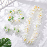 4Pcs White Simulated Hawaiian Wreath Tropical Party Decorations Headbands