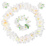 4Pcs White Simulated Hawaiian Wreath Tropical Party Decorations Headbands