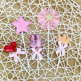 15pcs Lovely Cloth Cake Toppers with Crown Star Bowknot, Reusable