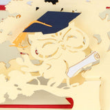 Red 3D Graduation Cards with Funny Characters for Graduate 1Pc