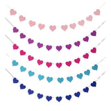 Felt Heart Banner Blue Ideal for Christmas Party Decor 1Set