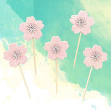 Cherry Blossom Topper Pink Wood 10pcs for Party Hosts