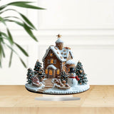 Christmas Tabletop Decor, Snowman Gingerbread House Decoration for Indoor, Xmas Desktop Decor for Home Holiday New Year, 17*20cm