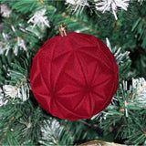 Flocked Burgundy Christmas Ball Ornament Set 2PC 10cm Tree Decorations