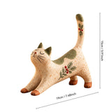 Figurine, Stretch Resin Christmas Statue with Holly Berry, Cute Sculpture Tabletop Decor for Home Shelf Cabinet Holiday Display
