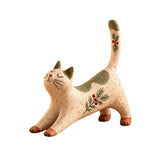 Figurine, Stretch Resin Christmas Statue with Holly Berry, Cute Sculpture Tabletop Decor for Home Shelf Cabinet Holiday Display