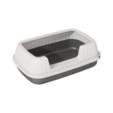 Open Cat Bedpan with Spoon,Shallow Splash Proof Travel Litter Box with Sand Drop Pedal High Side Low Entrance Cat Toilet Semi-Enclosed Adjustable for Kittens Elderly Cats Disabled Cats