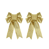 1 Pcs Gold Wired Ribbon Handmade Premade Burlap Bows for Wreaths Tree Decorations Gift Wrapping Outdoor Decoration (Gold)