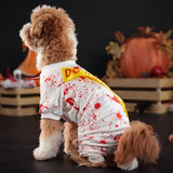 Halloween Dog Dress Scary Dog Halloween Costumes for Small Dog Girl Bloody Handprint White Puppy Dress for Cat Funny Pet Cat Clothes Costume with “DO NOT Enter” Sash for Holiday L