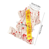 Halloween Dog Dress Scary Dog Halloween Costumes for Small Dog Girl Bloody Handprint White Puppy Dress for Cat Funny Pet Cat Clothes Costume with “DO NOT Enter” Sash for Holiday L
