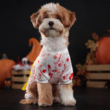 Halloween Dog Dress Scary Dog Halloween Costumes for Small Dog Girl Bloody Handprint White Puppy Dress for Cat Funny Pet Cat Clothes Costume with “DO NOT Enter” Sash for Holiday L