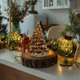 Holiday Christmas Tree Figurine, 3.5*2.2" Resin Crystal Christmas Tree Decoration Xmas Ornament for Fireplace Tabletop Centerpiece