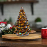 Holiday Christmas Tree Figurine, 3.5*2.2" Resin Crystal Christmas Tree Decoration Xmas Ornament for Fireplace Tabletop Centerpiece