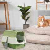 Cat Litter Box Cat Litter Tray with Lid Covered Large with Fully Enclosed Litter Pan Cat Toilet Cat Litter Tray with Cover Scoop, 19.6x13.3x12.9 Inch - Purple