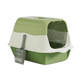 Cat Litter Box Cat Litter Tray with Lid Covered Large with Fully Enclosed Litter Pan Cat Toilet Cat Litter Tray with Cover Scoop, 19.6x13.3x12.9 Inch - Purple