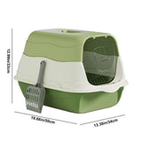 Cat Litter Box Cat Litter Tray with Lid Covered Large with Fully Enclosed Litter Pan Cat Toilet Cat Litter Tray with Cover Scoop, 19.6x13.3x12.9 Inch - Purple