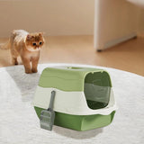 Cat Litter Box Cat Litter Tray with Lid Covered Large with Fully Enclosed Litter Pan Cat Toilet Cat Litter Tray with Cover Scoop, 19.6x13.3x12.9 Inch - Purple