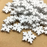 100Pcs Mini Wood Snowflake Ornaments – Bulk Christmas Tree & Craft Decor White
