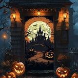 Halloween Pumpkin Ghost Door Scary Cover, 70.8 x 35.4 Inch Halloween Party Decoration Sign for Front Door Outdoor Windows Wall Halloween Theme Party Decorations