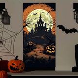 Halloween Pumpkin Ghost Door Scary Cover, 70.8 x 35.4 Inch Halloween Party Decoration Sign for Front Door Outdoor Windows Wall Halloween Theme Party Decorations