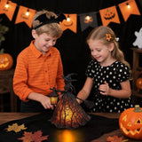 Halloween Witch Lamp, 1PC 7" Gothic Spooky Witch Decor with Holding Lantern, Small Stained Glass Witch Figurine Lights for Home Shelf Mantels Kitchen Porch Tabletop Party Decor Gifts