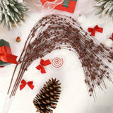 5Pcs Artificial Glitter Berry Stems 39.4 in Fake Christmas Picks Decorative Glitter Sticks for Vase Christmas Tree DIY Wreath Crafts Fireplace Decor