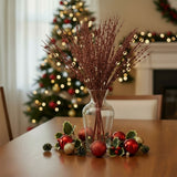 5Pcs Artificial Glitter Berry Stems 39.4 in Fake Christmas Picks Decorative Glitter Sticks for Vase Christmas Tree DIY Wreath Crafts Fireplace Decor
