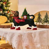 Lighted Dachshund with Tree Blow Mold Christmas Decoration,Black,Resin 9.84",Dachshund Decor Dog Figurines Gifts for Christmas Party Supplies Rearview Mirror Home