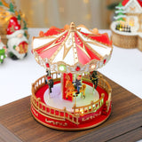 Animated Christmas Carousel with Musical LED-Light – Battery Operated Holiday Tabletop Decoration, Collectible Figurine Merry-Go-Round for Indoor Village Display (Christmas Carousel Horse)