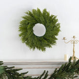 17" Real Touch Artificial Cedar Wreath, Faux Christmas Wreaths for Front Door, Faux Pine Green Wreath for Home, Holiday, Fireplace, Mantle,Wall, Windows, Xmas, Outdoor Decoration